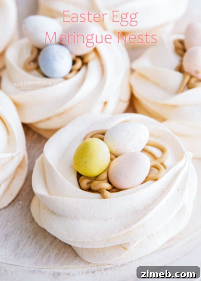 Festive Easter Egg Meringue Nests, a perfect dessert for the holiday