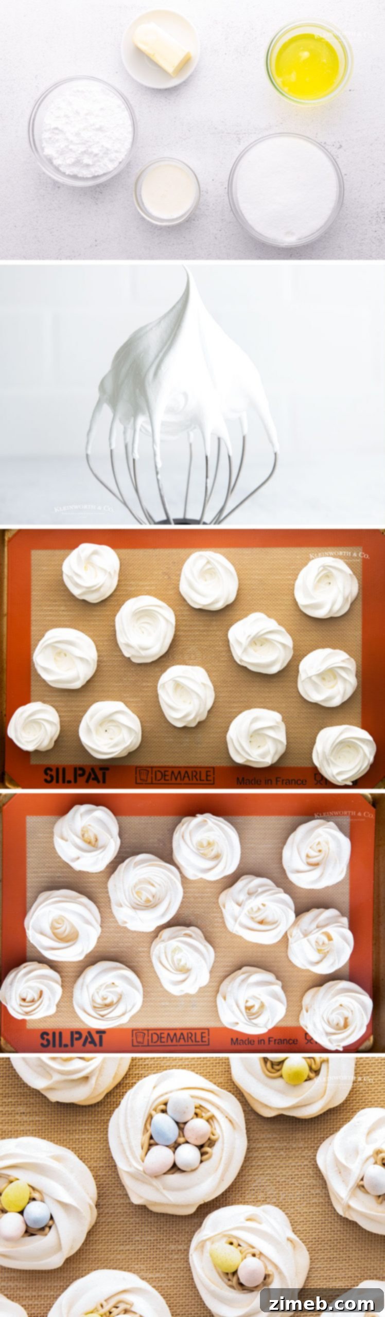 Guide on how to make Easter Egg Meringue Nests step-by-step
