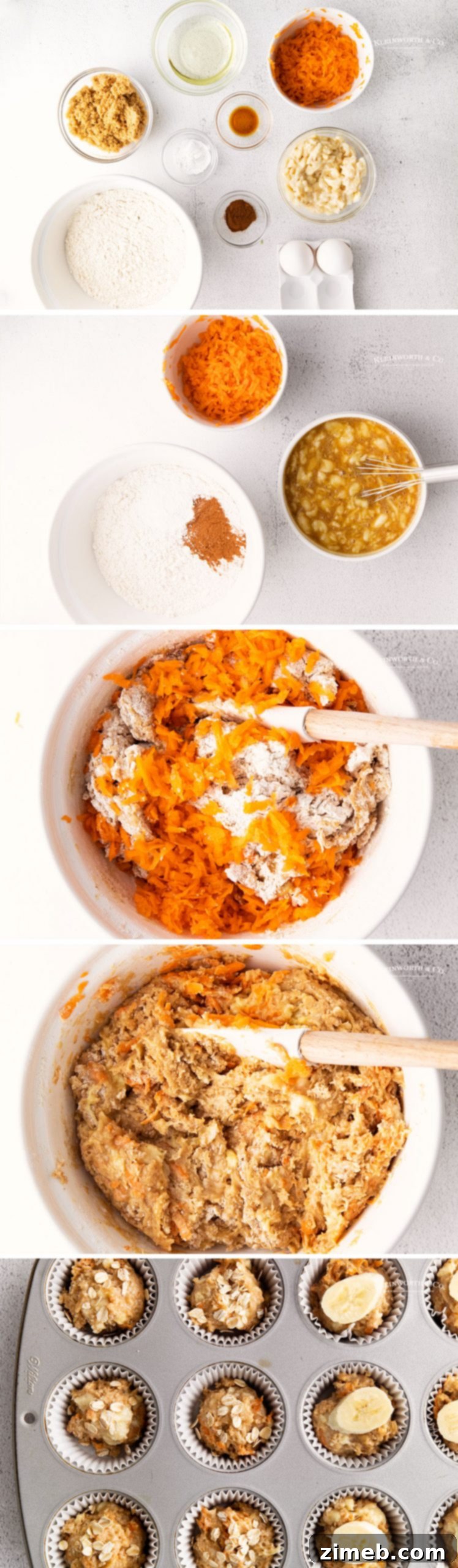 Wholesome Banana Carrot Muffins 7 How to make Banana Carrot Muffins, a perfect Easter breakfast.