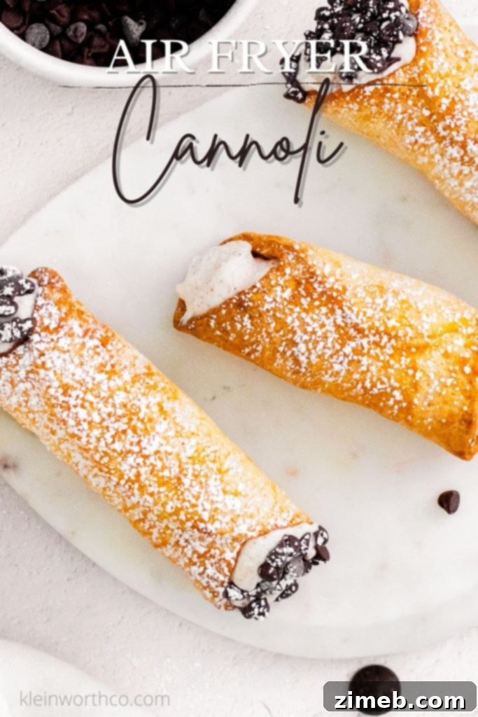 Crispy Air-Fried Cannoli 2 Air Fryer Cannoli - Crisp homemade shells filled with creamy ricotta