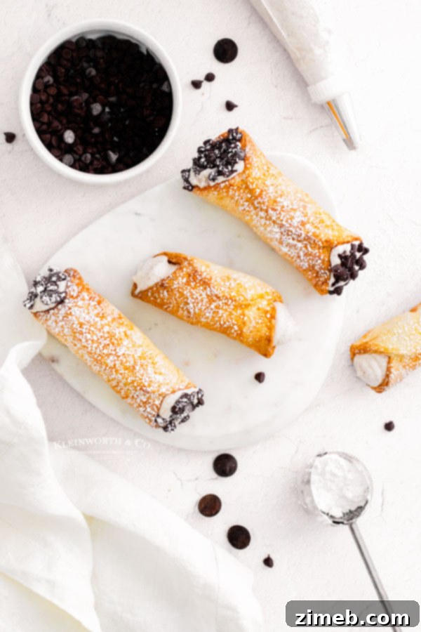 Crispy Air-Fried Cannoli 3 Dessert Air Fryer Cannoli - Freshly filled and garnished