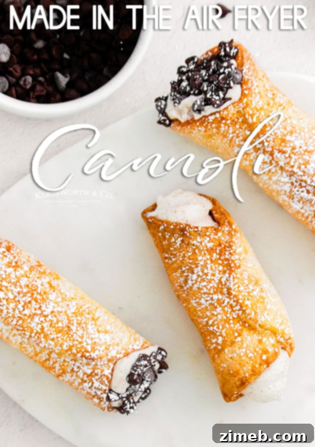 Crispy Air-Fried Cannoli 22 Air Fryer Cannoli - Final presentation with powdered sugar