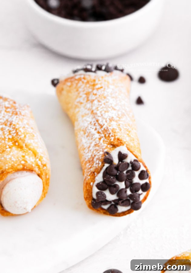 Crispy Air-Fried Cannoli 7 Pastry Cannoli - Richly filled with mini chocolate chips