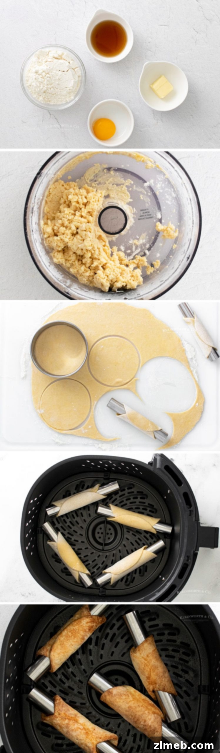 Crispy Air-Fried Cannoli 8 How to make Air Fryer Cannoli - steps 1-5