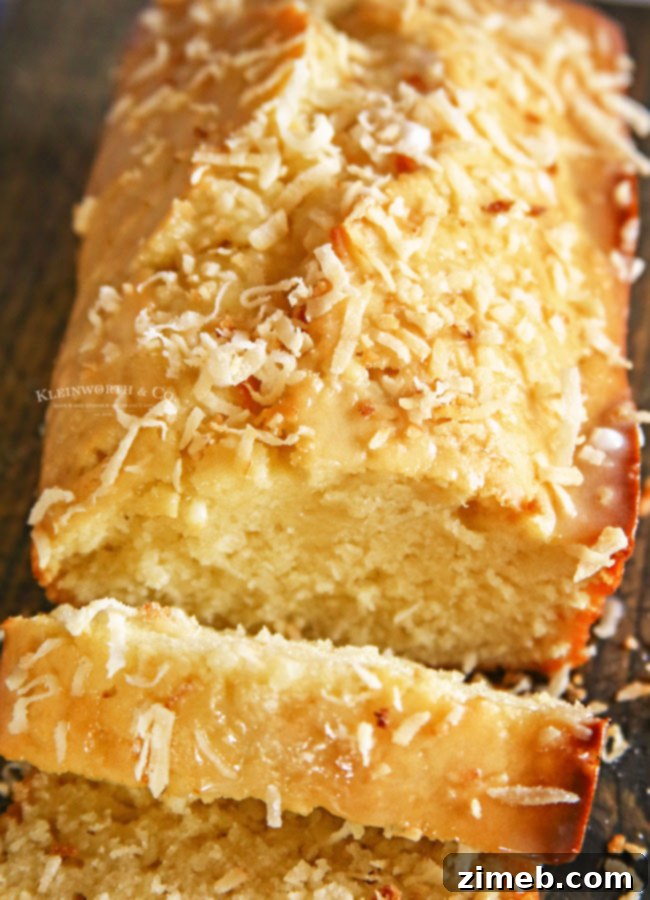 Tropical Coconut Loaf 3 sweet bread with coconut, topped with toasted coconut