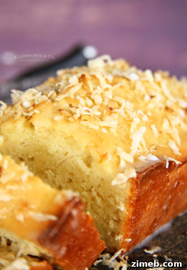 Tropical Coconut Loaf 5 toasted coconut on coconut bread slices