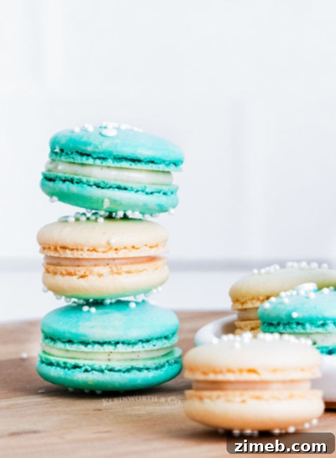 stack of blue and white cookies