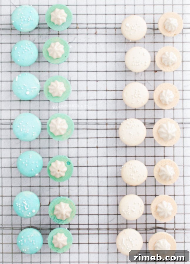 adding filling vanilla macarons