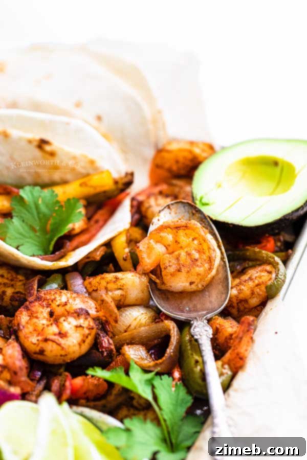 One-Pan Shrimp Fajitas 4 baked shrimp