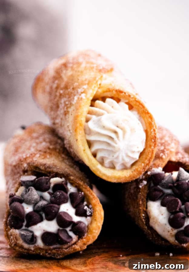 Crispy Air Fryer Churro Cannoli 5 Cannoli dessert with a churro twist, air-fried to perfection.