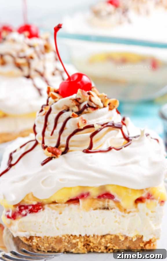Banana Split Bliss Cake 3 pudding no bake cake