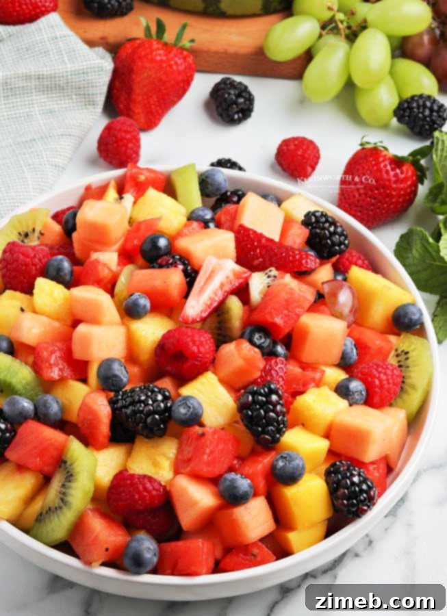 Simple Fruit Medley 12 Fruit Salad without pudding, a fresh and natural fruit mix.