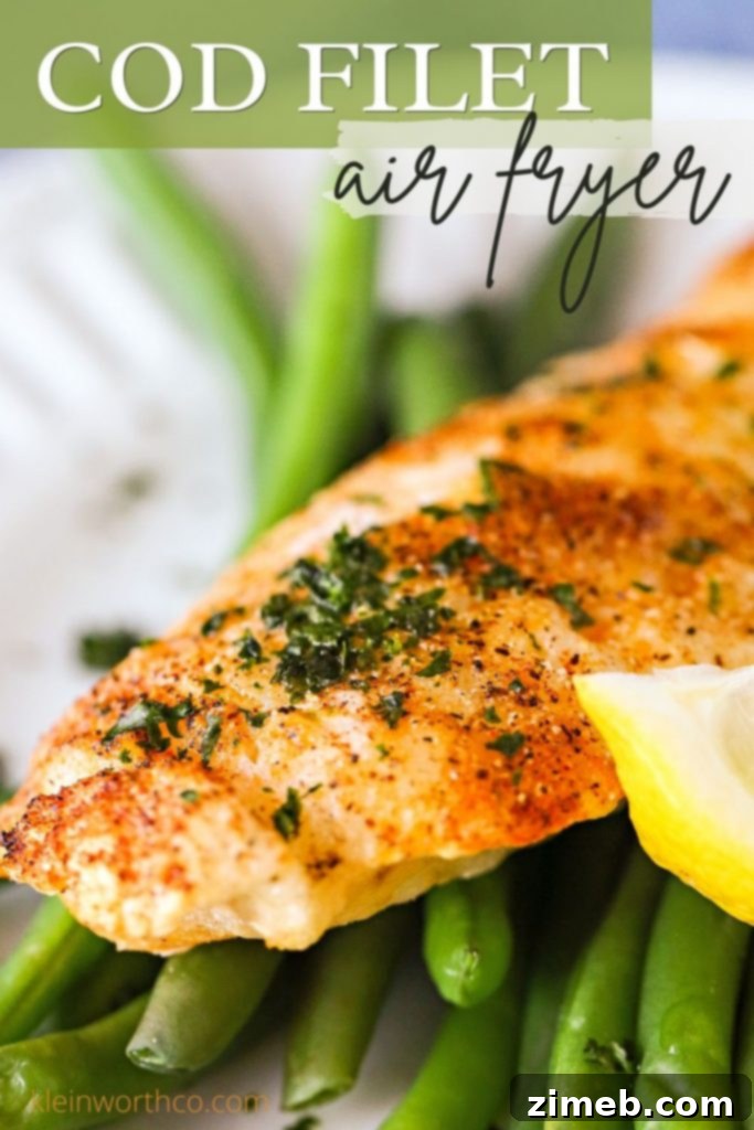 Air Fryer Cod with garlic, paprika, and lemon seasoning.
