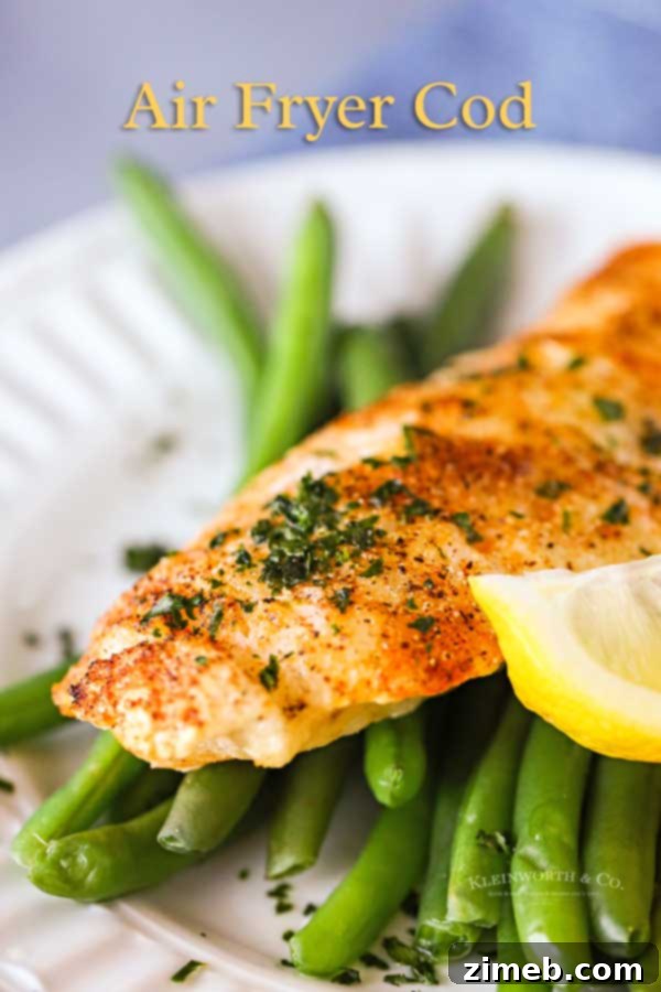 Easy Air Fryer Cod recipe, a quick and healthy fish dinner.