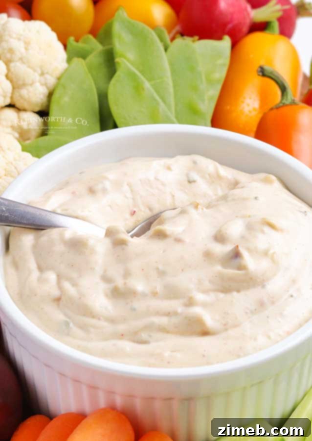 Best Veggie Dip served with a colorful assortment of vegetables
