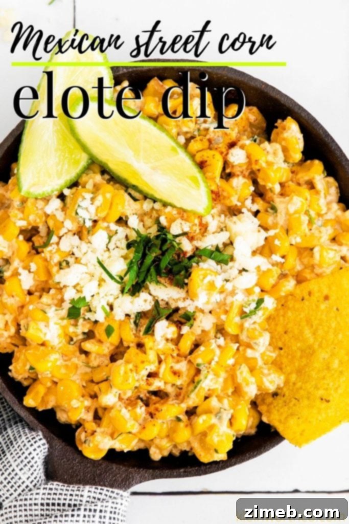 Elote Street Corn Dip - a creamy and spicy Mexican corn dip appetizer