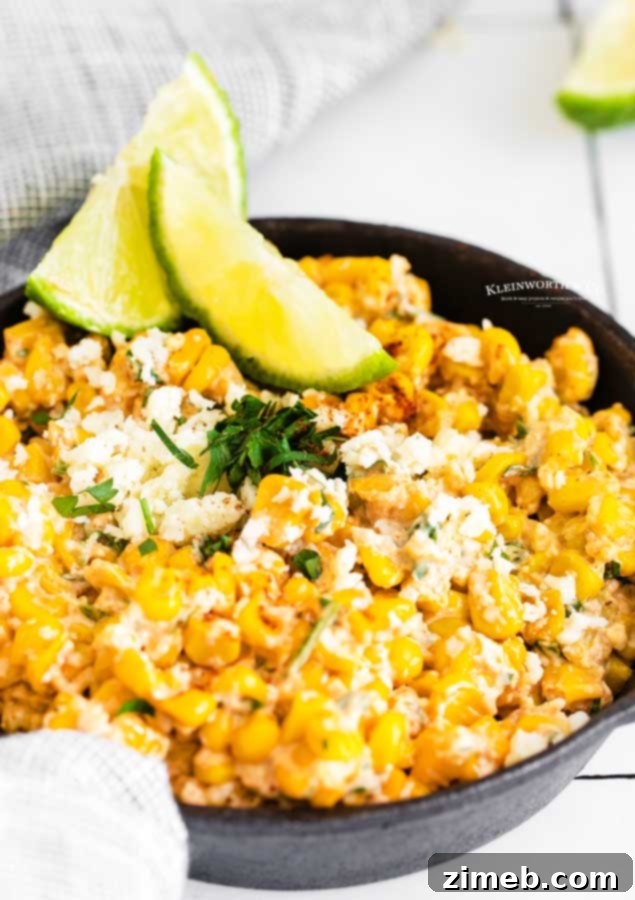 Mexican corn dip with fresh cilantro and lime