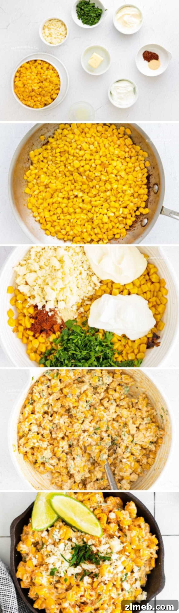 how to make Elote Street Corn Dip, showing the finished product with chips