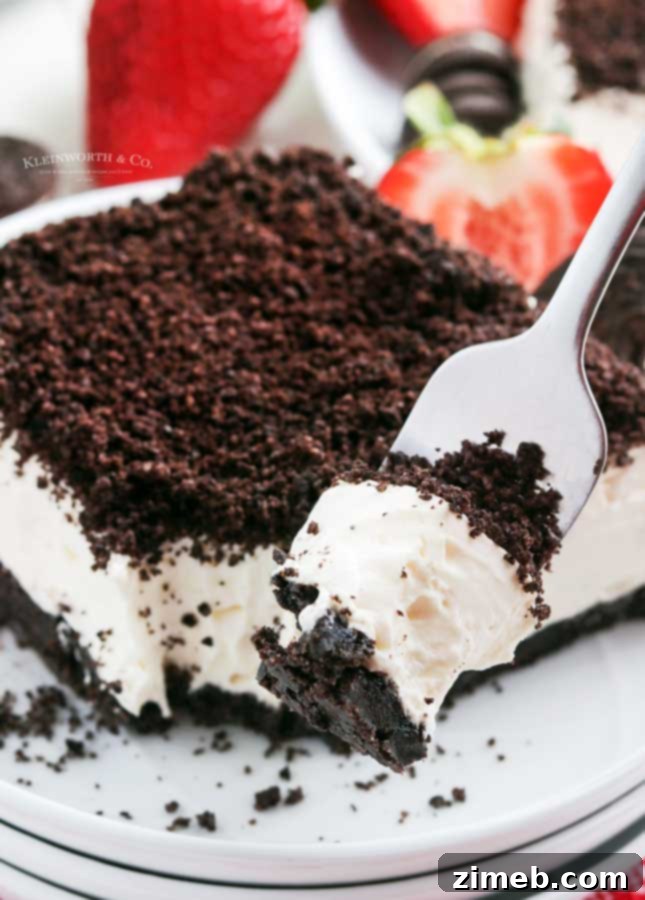 Worm and Dirt Cake 17 Bite of no bake cake, showing creamy layers