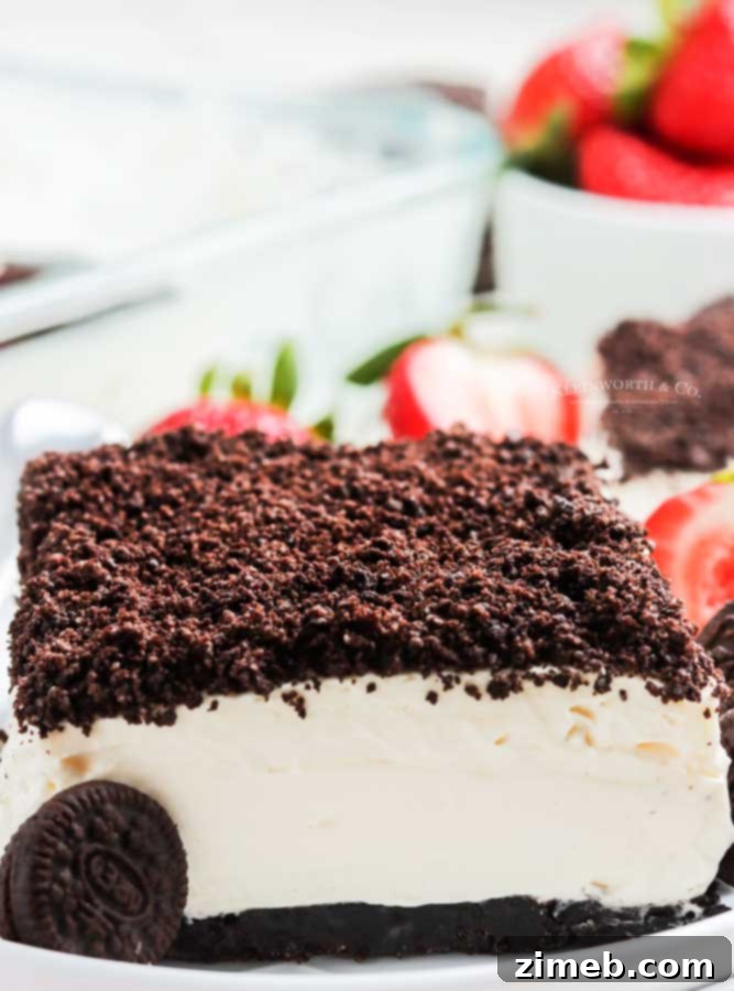 Worm and Dirt Cake 5 Recipe for Oreo Dirt Cake in a serving dish