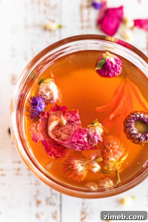Craft Your Own Tea Bombs 4 Freshly brewed floral tea from a dissolved tea bomb