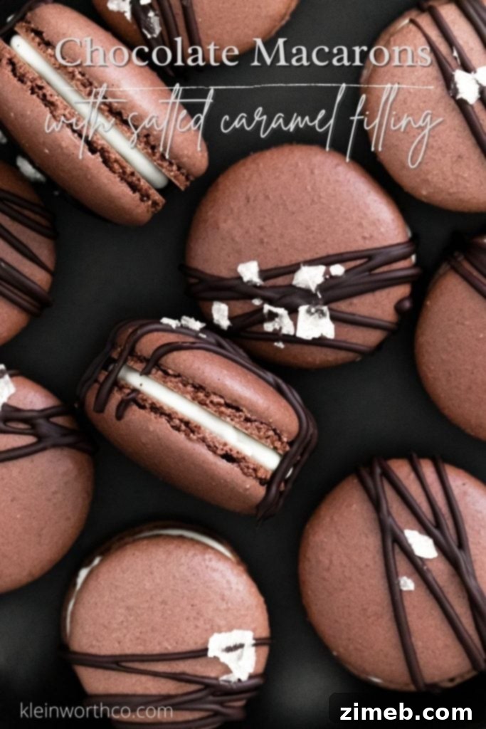 Decadent Chocolate Macarons 2 Chocolate Macarons with Salted Caramel Filling