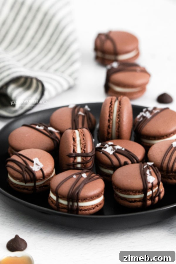 Decadent Chocolate Macarons 12 chocolate salted caramel cookies
