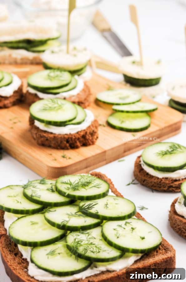 Refreshing Cucumber Sandwiches 4 Thinly sliced cucumber on bread for tea sandwiches