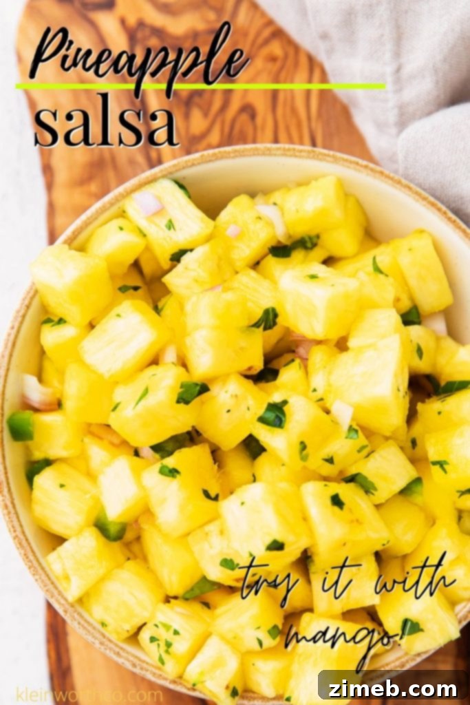 Tropical Pineapple Salsa 2 Fresh Pineapple Salsa with a vibrant mix of diced pineapple, red onion, and cilantro
