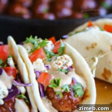Tropical Pineapple Salsa 16 Flavorful BBQ Meatball Street Tacos with fresh toppings