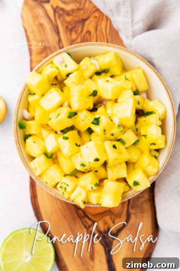 Tropical Pineapple Salsa 18 Final presentation of the sweet and spicy pineapple mango salsa