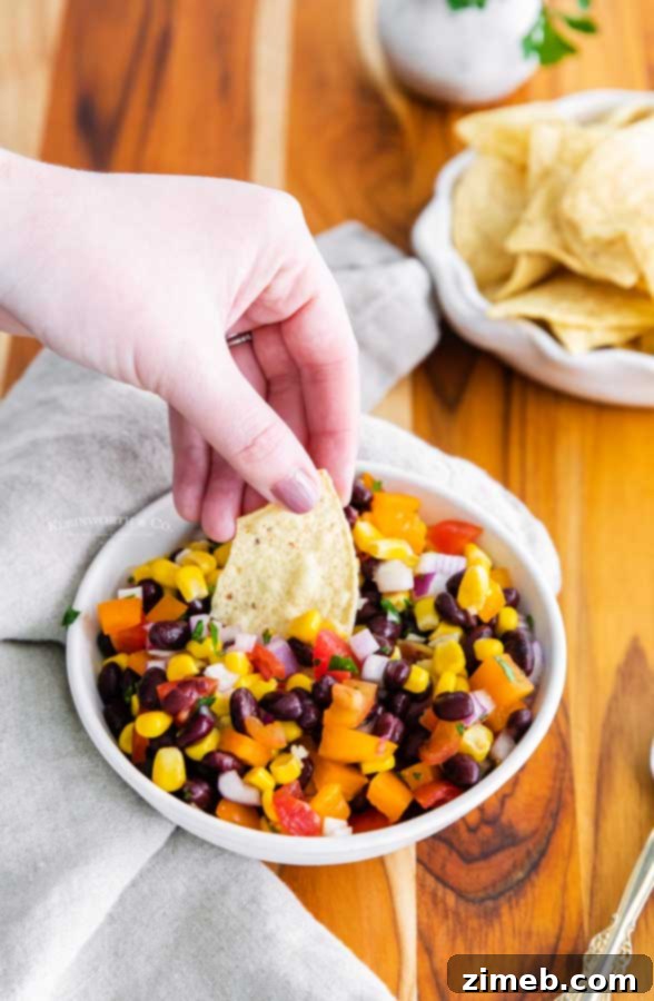 salsa chips beans corn