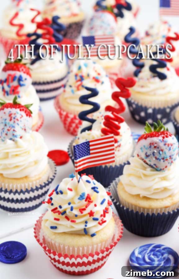 A dazzling array of 4th of July Cupcakes, perfect for any patriotic celebration.
