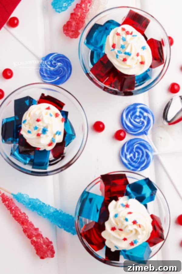 4th of July jello with sprinkles