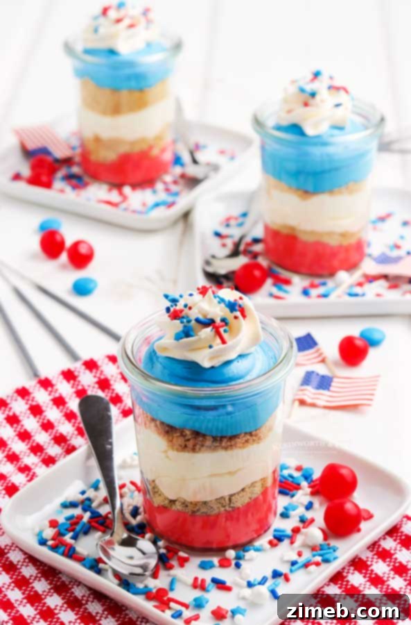 4th of July Cheesecake in a glass