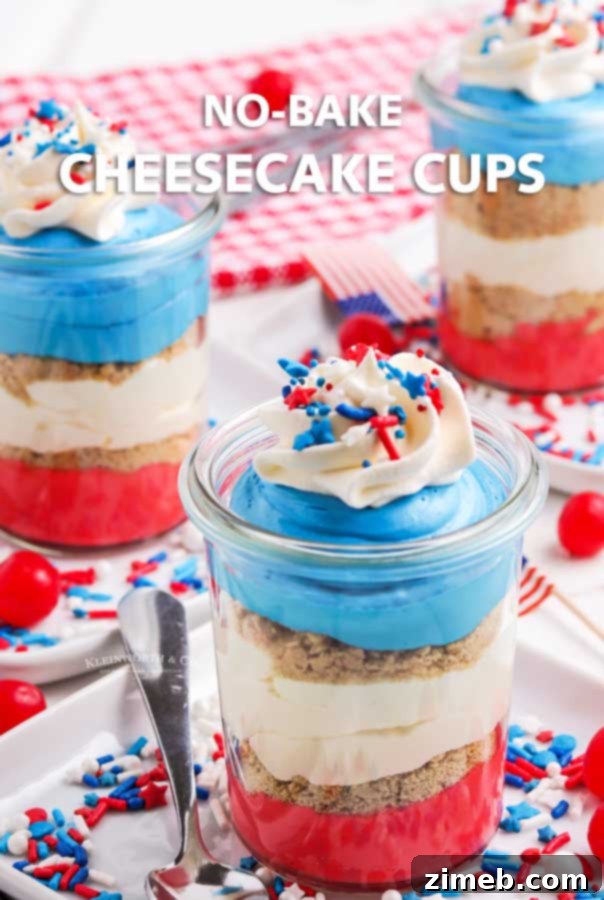 No-Bake Cheesecake Cups, a delicious patriotic dessert