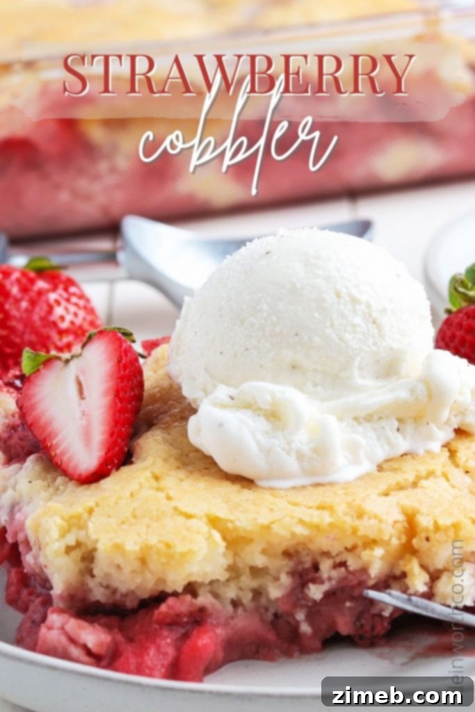 Classic Southern Strawberry Cobbler Recipe with a golden-brown topping.