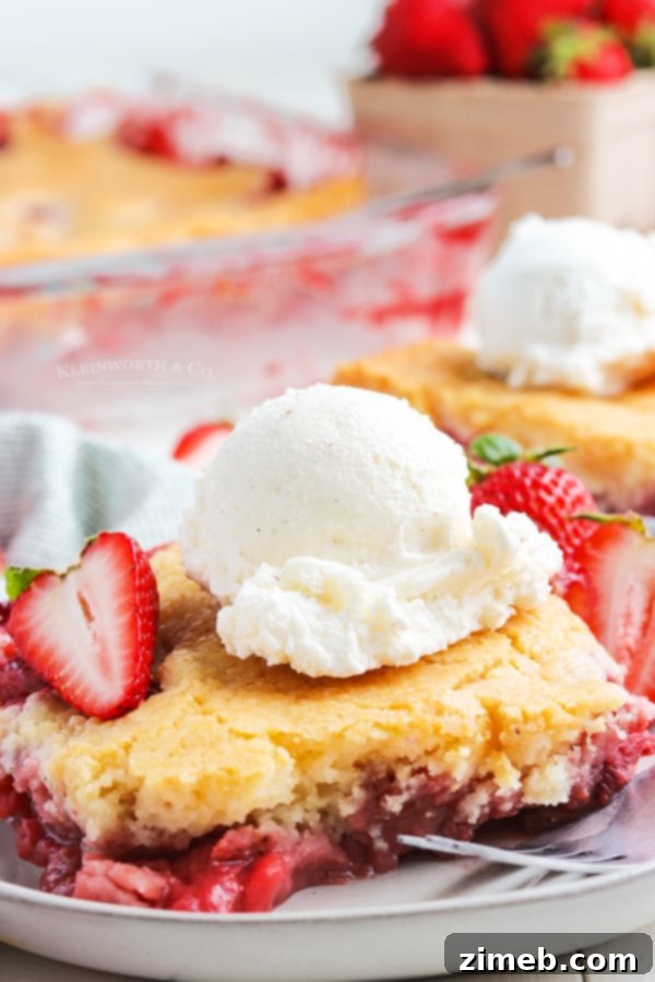 Strawberry Cobbler dessert, a sweet and tart treat for summer.
