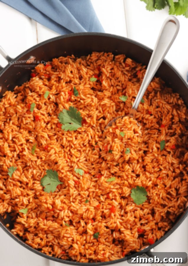 Flavorful Fiesta Rice 3 SKILLET Spanish Rice - perfectly cooked and ready to serve, a delicious side dish.
