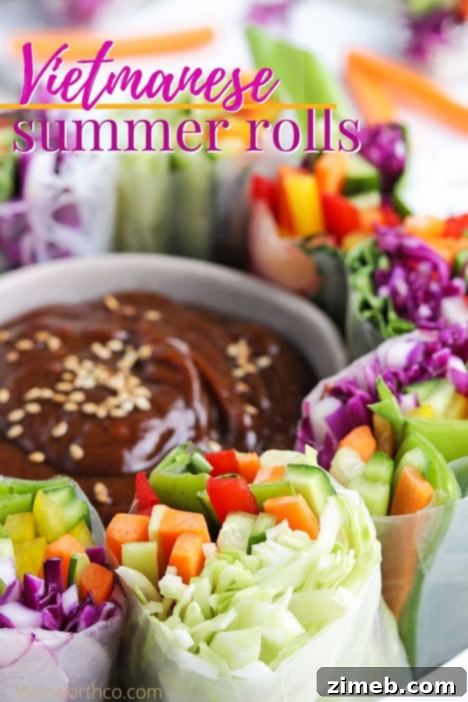 Fresh Vietnamese Summer Rolls with creamy peanut sauce