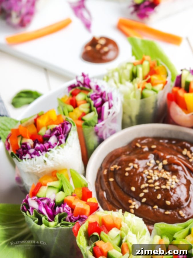 Vietnamese Summer Rolls served with delicious peanut sauce