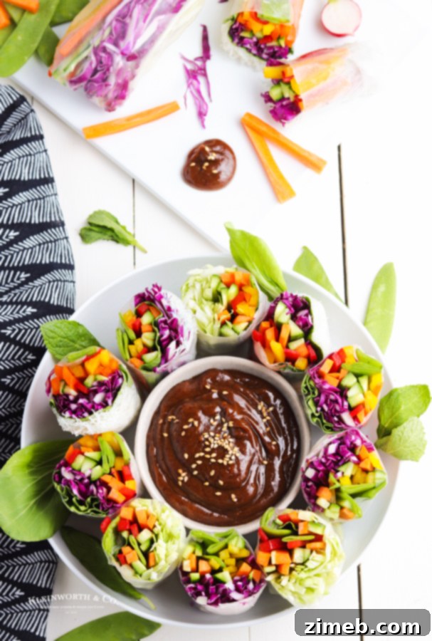 Platter of vibrant Vietnamese spring rolls
