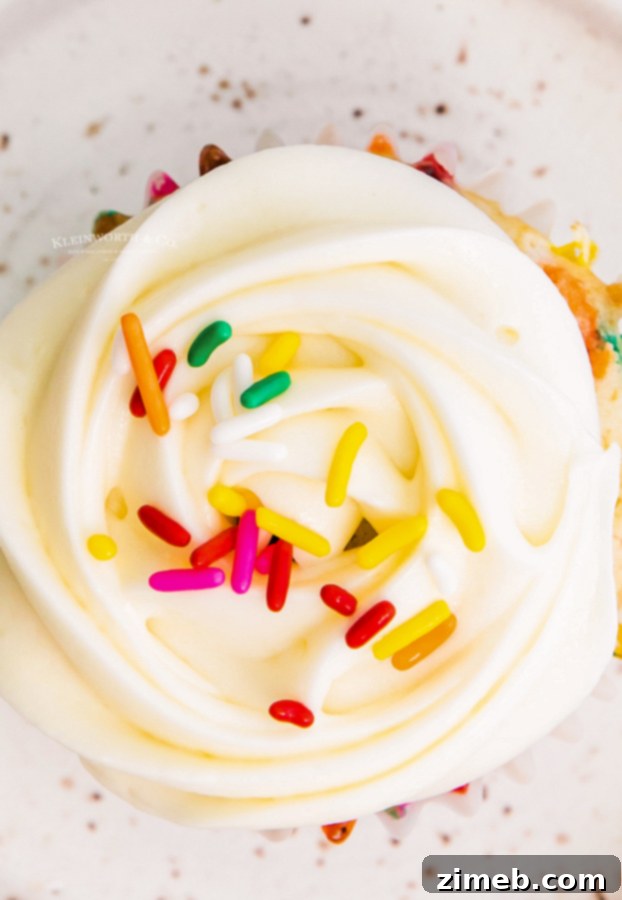 Festive Funfetti Cupcakes 9 Cream Cheese Frosting on Confetti Cupcake