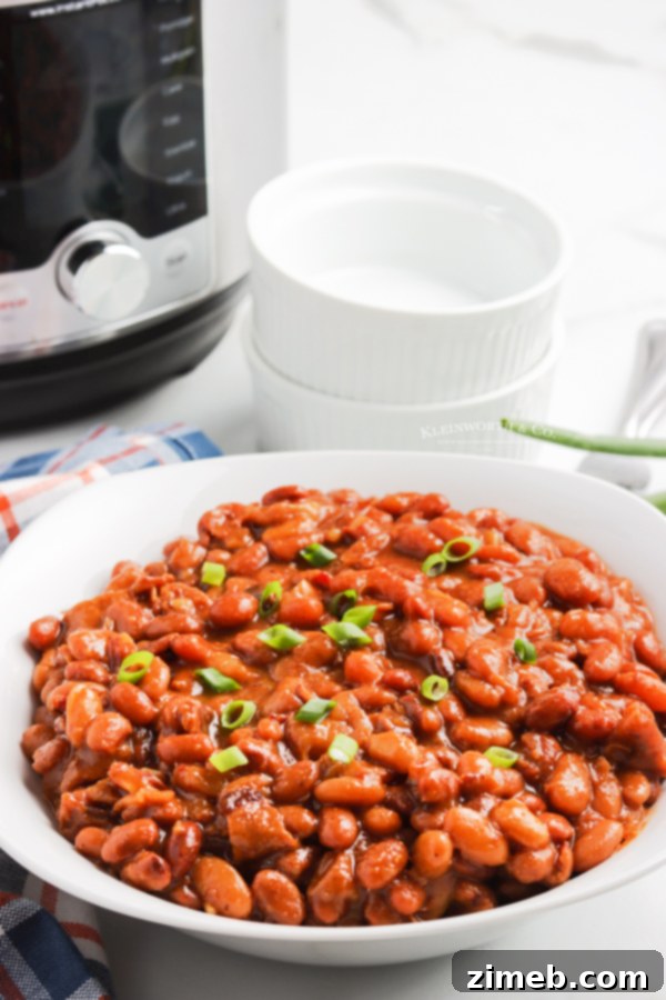 Ultimate Instant Pot Baked Beans 4 Pressure cooker baked beans, perfectly cooked and ready to serve.