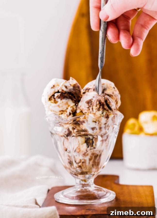 Homemade Moose Tracks No Churn Ice Cream 11 No-churn Moose Tracks Ice Cream in a pan, ready to freeze