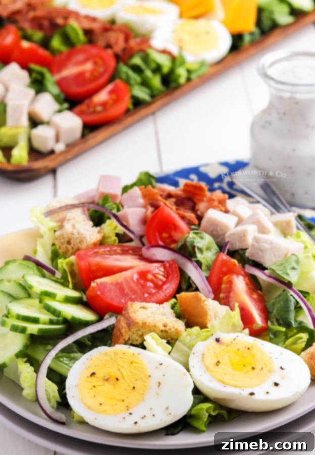Effortless Chef Salad 4 Plated Chef Salad ready to be enjoyed, showing a generous serving.