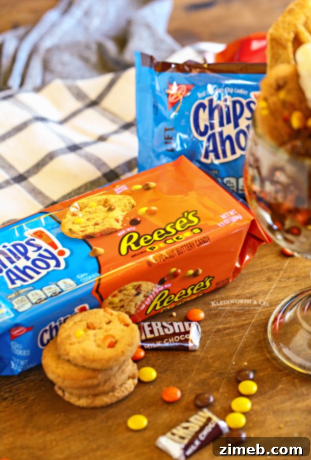 Sky-High Sundae Spectacle 11 Chips Ahoy cookies with Reese's in a package, ready for a sundae.