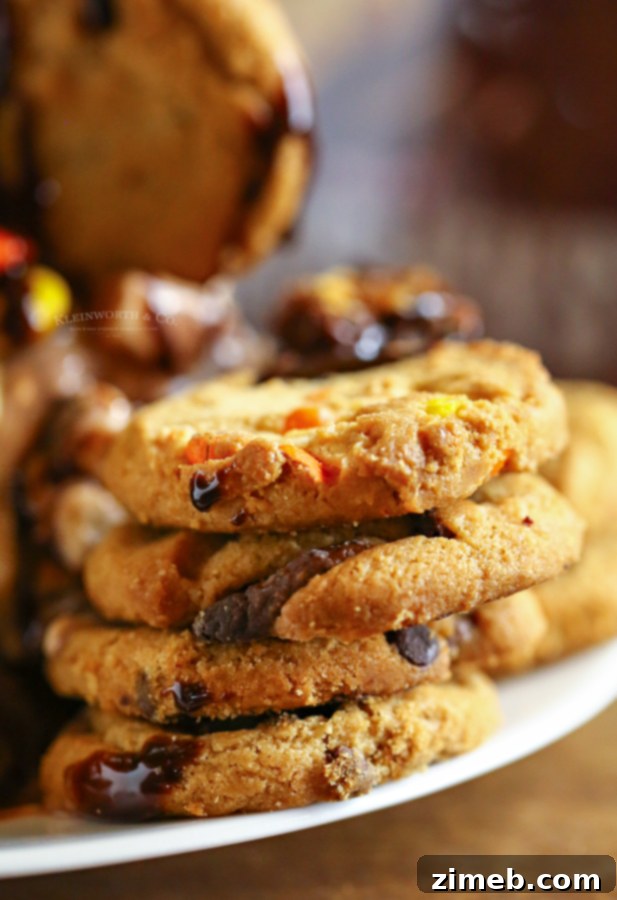 Sky-High Sundae Spectacle 5 Close-up of Chips Ahoy Cookies with Hershey's and Reese's.
