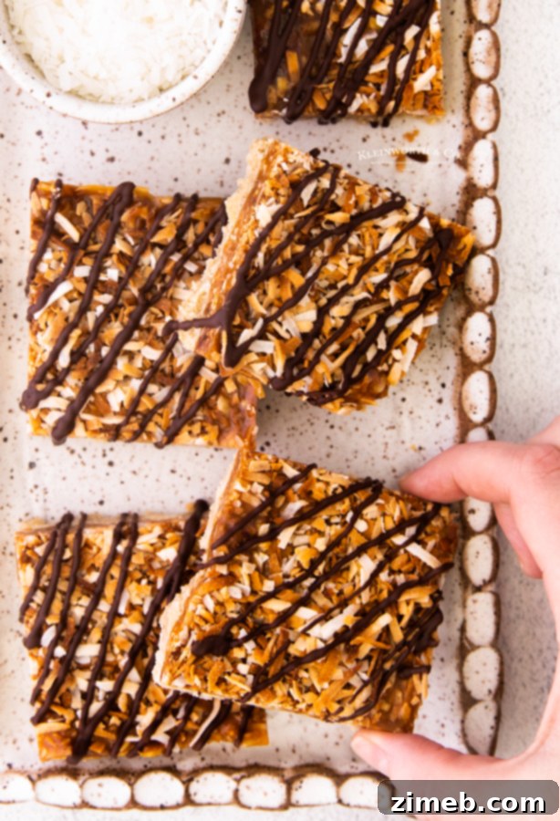 Classic Samoa Cookie Bars 21 Samoa bars with caramel - Indulgent and flavorful dessert