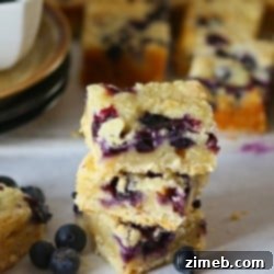 Ruby Red Cherry Squares 11 Delicious Blueberry Cobbler Bars, a great summer dessert with a buttery crust and fresh berries.
